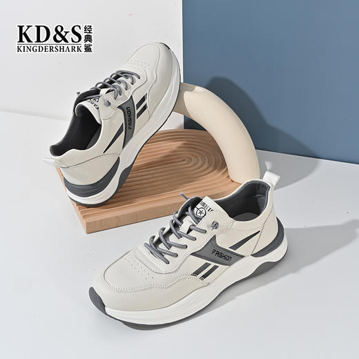 2023经典鲨秋季新款男鞋潮流漫画线条感小白鞋休闲板鞋KW250-334011 商品图2