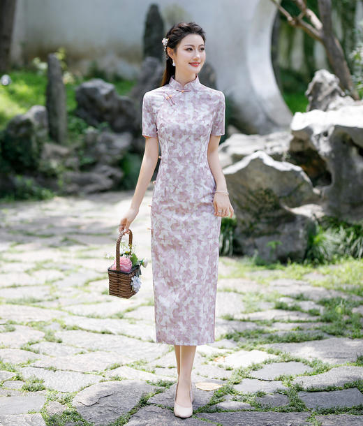 素雅复古，碎花棉麻旗袍改良新款连衣裙中长款年轻日常收腰茶服GT-0853 商品图3