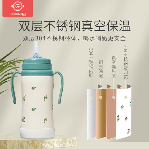 【新款不锈钢吸管杯来了】格罗咪咪GROSMIMI韩国进口宝宝吸管杯学饮杯、吸管嘴配件 商品图4