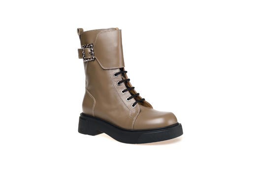 豪麟名鞋进口迪嘉女装牛皮革帅性马丁靴FW23463N卡其色 商品图0