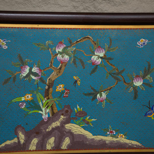 清 红木镶铜胎掐丝珐琅福寿纹挂屏 商品图2