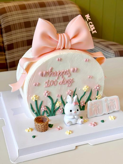 小兔子周岁蝴蝶结蛋糕 商品图1