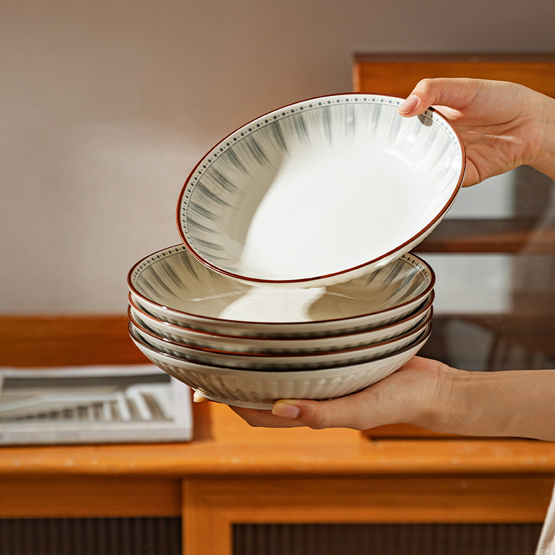 摩登主妇日式盘子菜盘家用2023新款陶瓷深餐盘高级感轻奢碗盘碟子