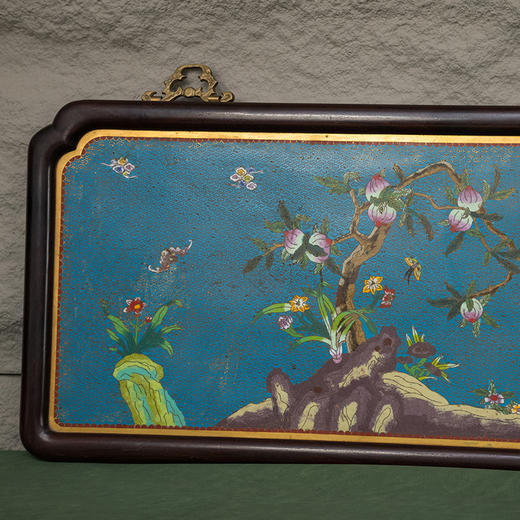 清 红木镶铜胎掐丝珐琅福寿纹挂屏 商品图1