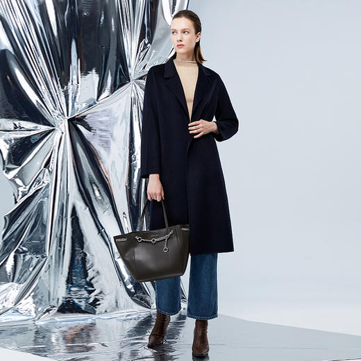 EITIE爱特爱冬季新款气质中长款宽松大气毛呢大衣外套7614304 商品图1