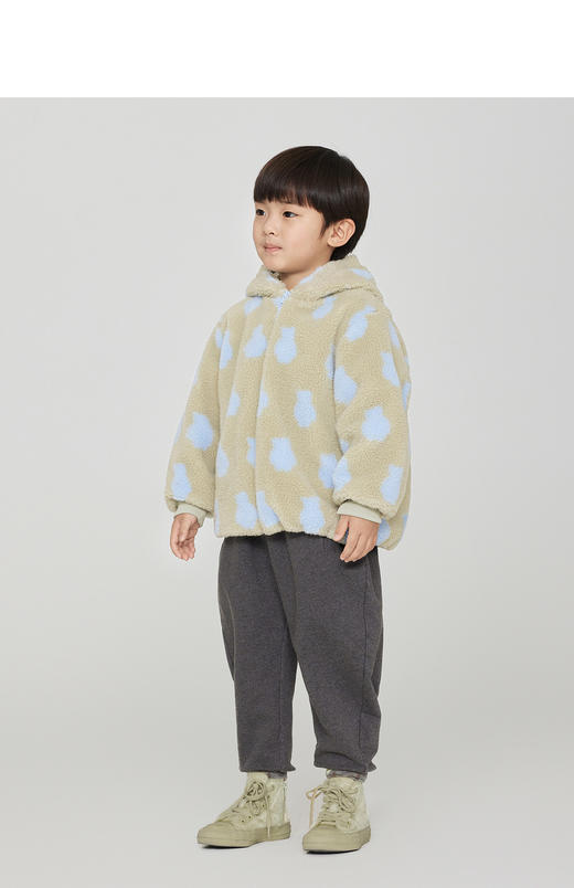 jnby   23年秋款  小熊耳朵连帽撞色摇粒绒仿皮草 1N9A12940 商品图4