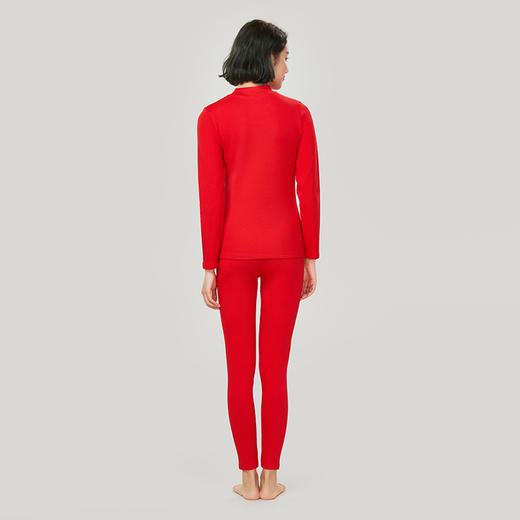 都市丽人舒暖保暖衣女负5至5度适穿无缝面料舒绒棉舒绒保暖衣中厚款套装秋衣秋裤新年本命年红品LW31B7 商品图3