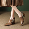 法式复古粗跟单鞋，拼色气质高跟深口单鞋DPJ-9360 商品缩略图0