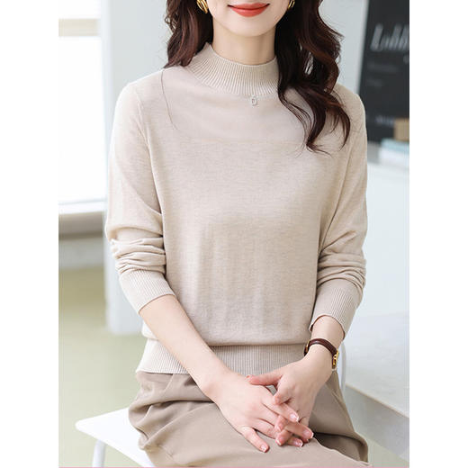 洋气半高领针织衫，今年流行漂亮上衣秋冬网纱打底衫CC-XQ-855 商品图8