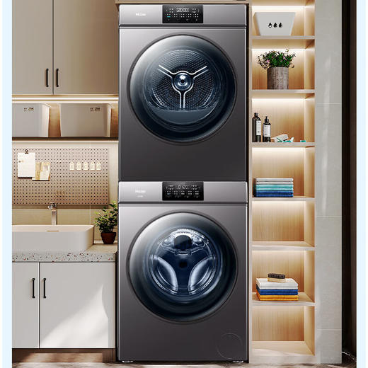 海尔（Haier）10KG滚筒洗衣机全自动家用大容量+10KG热泵干衣机56℃低温护衣洗烘套装XQG100-B06+HG100-06 商品图0