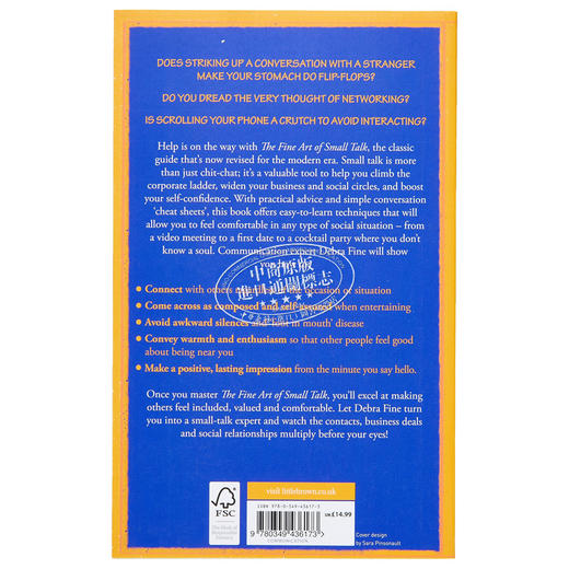 预售 【中商原版】闲聊的艺术 如何开启对话 保持对话 培养社交技巧 积极形象 The Fine Art Of Small Talk 英文原版 Debra Fine 商品图1
