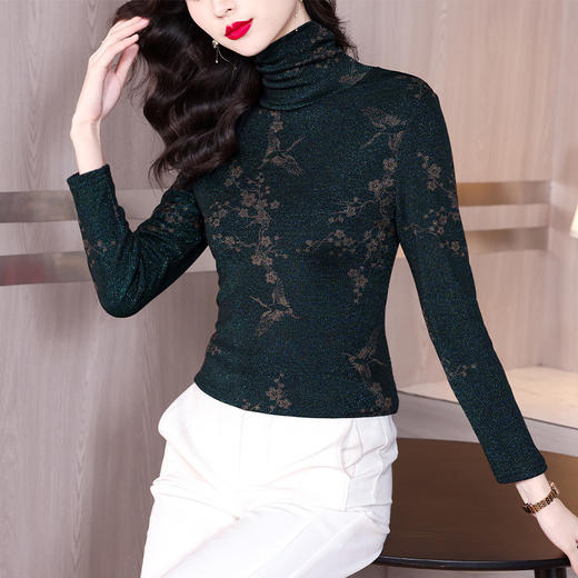 KQL-B41N667加绒加厚打底衫女2022新款洋气秋季高领保暖内搭修身秋冬T恤 商品图1