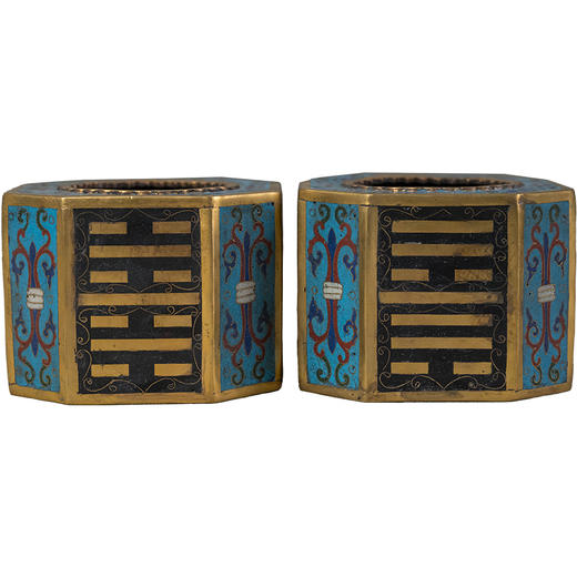 清 铜胎掐丝珐琅八卦纹八角围棋罐（一对） 商品图5