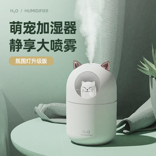 新款小夜灯萌宠猫usb迷你加湿器家用卧室静音小型桌面创意礼品 商品图0