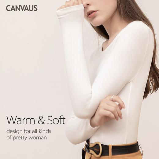 「四色可选！薄款磨毛」秋冬女装新款棉质保暖 防寒纯色圆领打底衫长袖T恤女上衣 商品图1