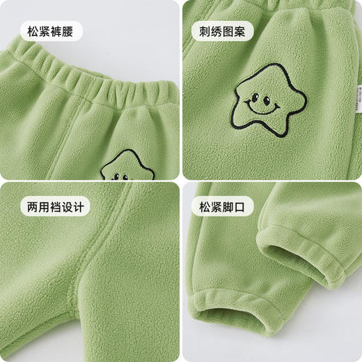 【保暖摇粒绒长裤，柔软亲肤！】宝宝加绒裤子加厚保暖卫裤婴儿秋冬外穿男女小童长裤摇粒绒休闲裤lmsh 商品图3