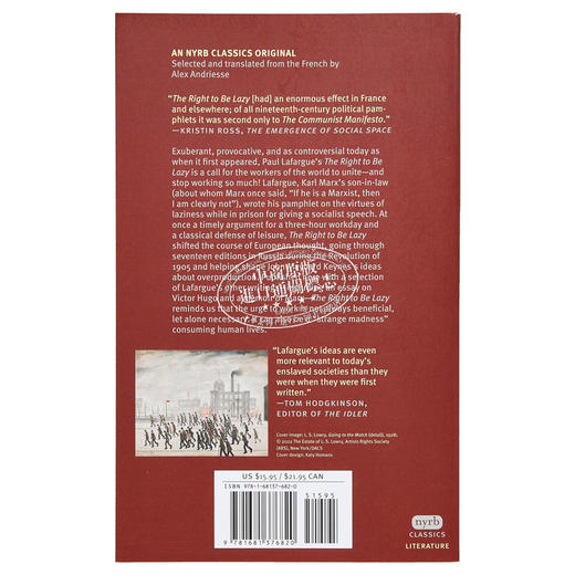 预售 【中商原版】懒惰的权利及其他著作 The Right to Be Lazy And Other Writings 英文原版 Paul Lafargue 商品图1