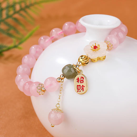 【应季好物】天然粉晶铜配饰花朵单圈手串 商品图4