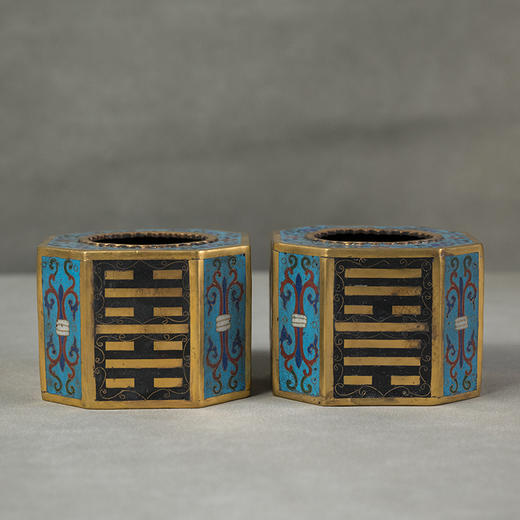 清 铜胎掐丝珐琅八卦纹八角围棋罐（一对） 商品图0