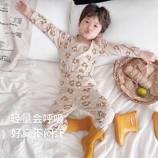 【冬蚕丝羊毛，儿童内衣保暖好】宝宝穿上，可爱萌动。秋衣秋裤，轻松搭配。无骨无痕，舒适自在。家居套装，温馨享受。 商品图2