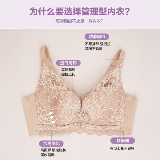 上托聚拢，收副乳，软钢圈遇尚调整型文胸 商品图2