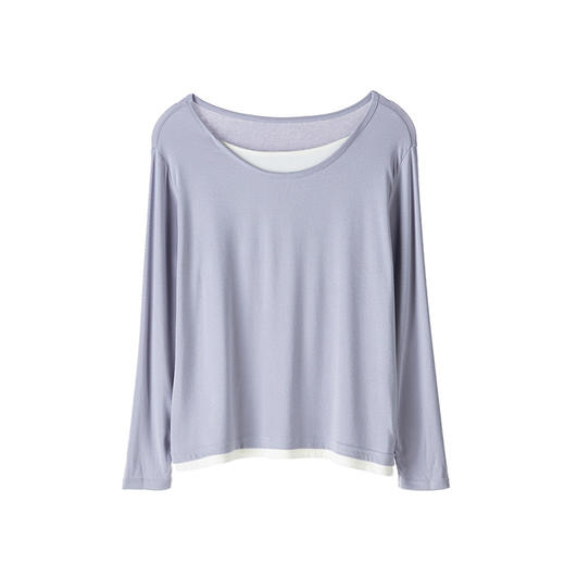 「五色可选！假两件打底衫」女休闲衣外穿圆领针织衫 秋冬上衣女宽松纯色V领 商品图4