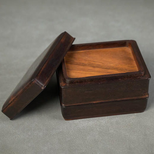 二十世纪 紫檀嵌黄花梨双层盖盒 商品图3