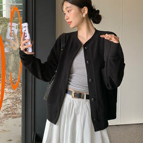 春秋季日韩系甜美休闲外套 纯色纽扣开衫卫衣上衣