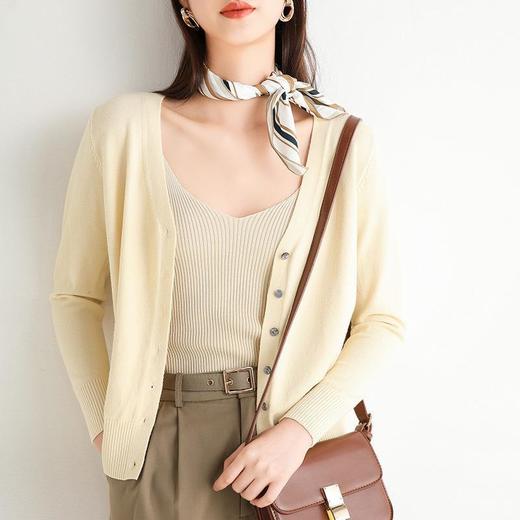 【买一送一，赠品自行备注颜色尺码】【早春必备】新款春款弹力宽松V领开衫潮温柔慵懒风针织开衫外套女 商品图0