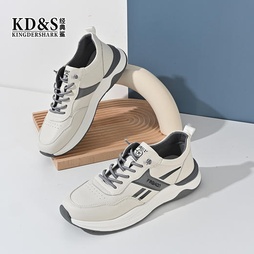2023经典鲨秋季新款男鞋潮流漫画线条感小白鞋休闲板鞋KW250-334011 商品图4