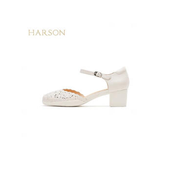 【自营】哈森 女2023年夏季新款复古镂空中跟包头妈妈凉鞋 HM237905 商品图1