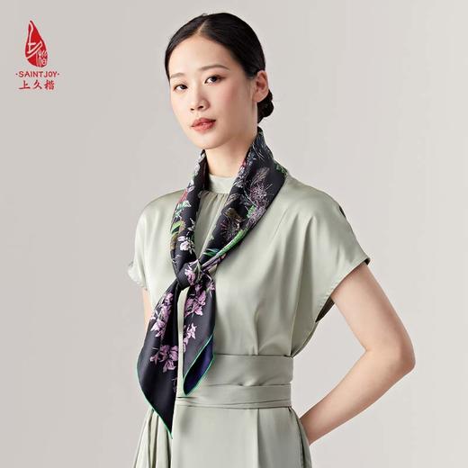 SAINTJOY/上久楷真丝方巾 双面印花真丝方巾 花宴  FJS23014 商品图4
