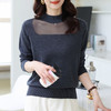 洋气半高领针织衫，今年流行漂亮上衣秋冬网纱打底衫CC-XQ-855 商品缩略图0