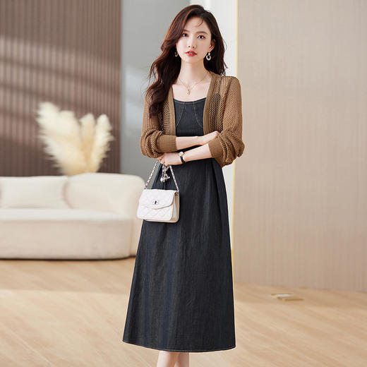 时尚优雅，开衫吊带连衣裙两件套HR-MEIQIN9112 商品图7