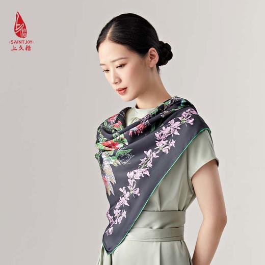 SAINTJOY/上久楷真丝方巾 双面印花真丝方巾 花宴  FJS23014 商品图6