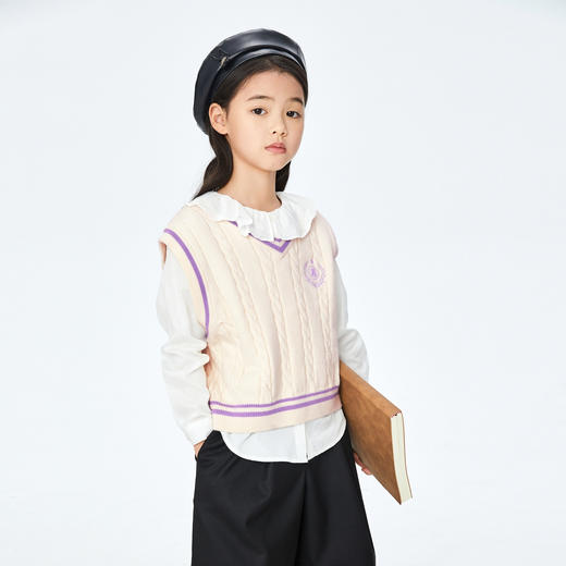 【实体店同款】女童装毛衣背心秋新款学院针织衫安奈儿童装AG332524 商品图1