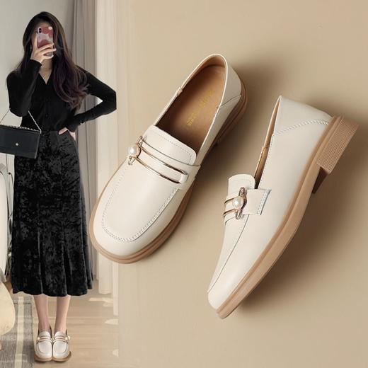 ZHR乐福鞋2023秋新英伦风小皮鞋豆豆鞋厚底女鞋一脚蹬平底单鞋女 商品图4