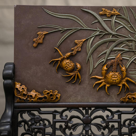 清 紫檀边座镶祁阳石屏芯二甲传胪插屏 商品图2