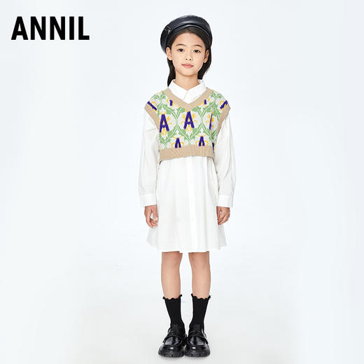 【实体店同款】女童装连衣裙套装秋新款长袖裙子安奈儿童装AG333652 商品图1