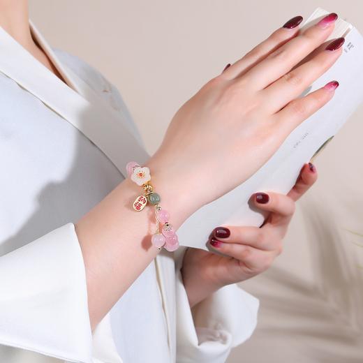 【应季好物】天然粉晶铜配饰花朵单圈手串 商品图2