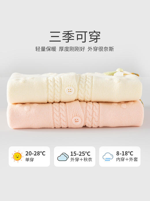 女童羊绒外套，柔软舒适！巴布雨纯棉女童毛衣开衫A类蝴蝶结纯色针织婴儿毛衣秋季婴儿外套lmzbsh 商品图2