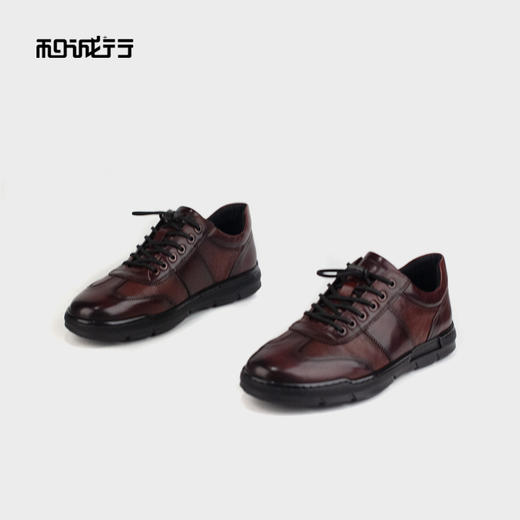 和诚行 2023秋冬新款时尚休闲皮鞋男百搭透气舒适真皮皮鞋0440168 商品图3