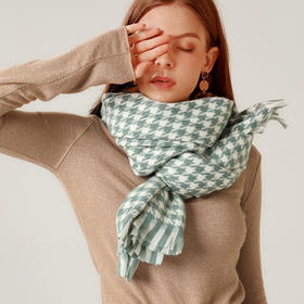 冬季新款【千鸟格仿羊绒围巾】加厚格子围巾  仿羊绒保暖流苏披肩  多色可选