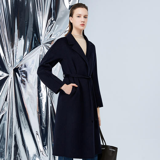 EITIE爱特爱冬季新款气质中长款宽松大气毛呢大衣外套7614304 商品图4