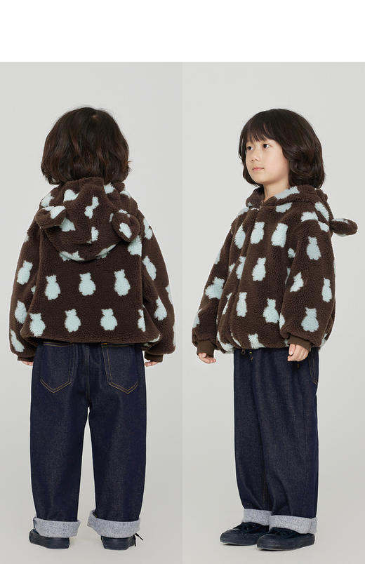 jnby   23年秋款  小熊耳朵连帽撞色摇粒绒仿皮草 1N9A12940 商品图7