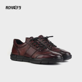 和诚行 2023秋冬新款时尚休闲皮鞋男百搭透气舒适真皮皮鞋0440168