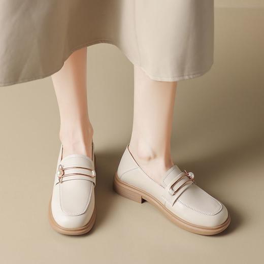 ZHR乐福鞋2023秋新英伦风小皮鞋豆豆鞋厚底女鞋一脚蹬平底单鞋女 商品图7