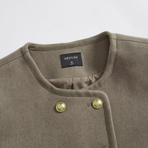 西遇法式复古呢子宽松短款外套女新款秋冬双排扣圆领上衣V2238635 商品图5