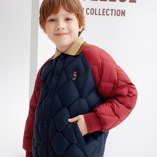 【MQD】童装儿童冬季时尚撞色菱格翻领羽绒服宝宝休闲外套9634W1355 商品图3
