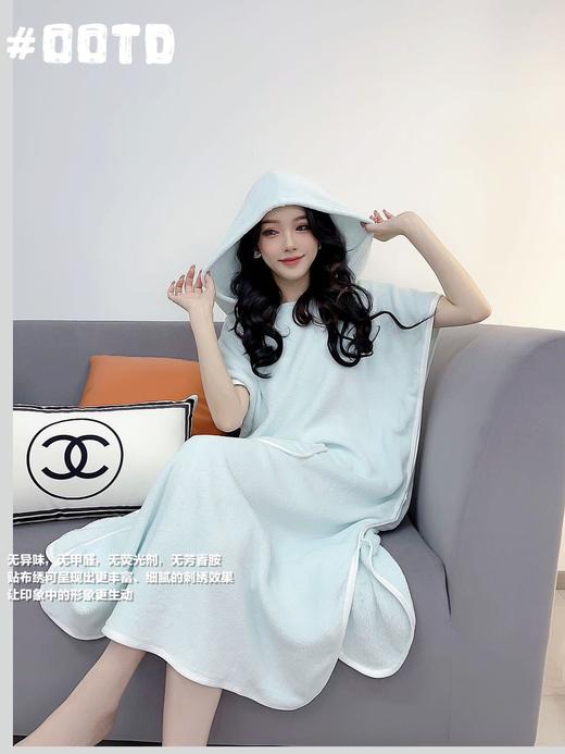 亦色可可连帽斗篷浴袍女士大码家用带帽浴巾强吸水速干不掉毛睡袍 商品图6